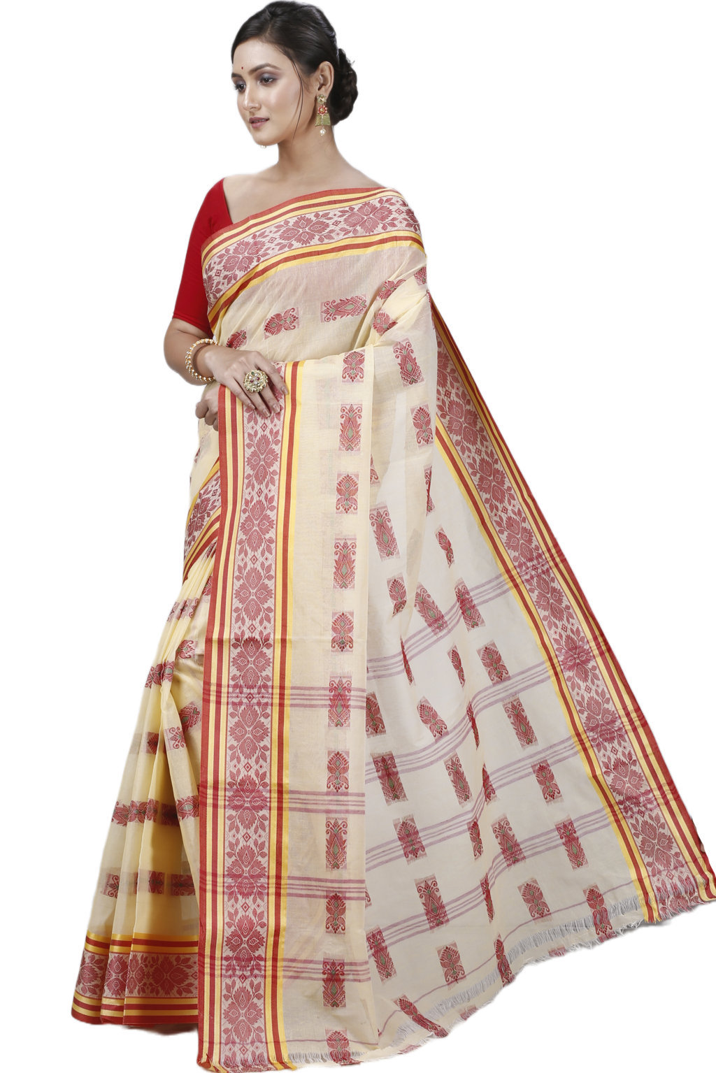 Off-White Pure Cotton Uditi Tant Saree (1227)